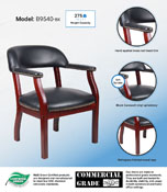 Boss Captain's guest, accent or dining chair in Black Vinyl, B9540-BK